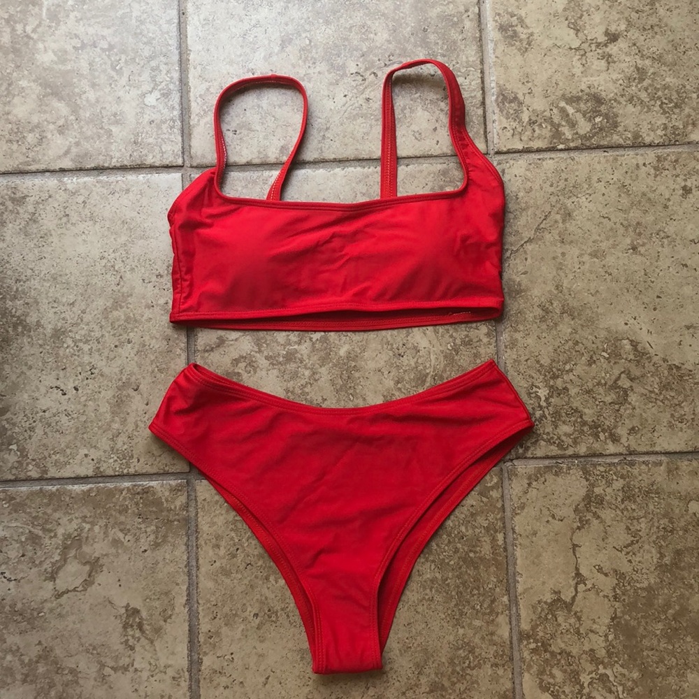 Red bikini bottom and top